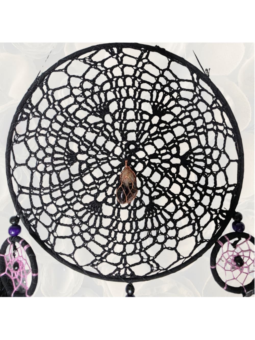 Gothic Moon Phase Dreamcatcher — Copper-Wrapped Banded Amethyst - Thumbnail 5