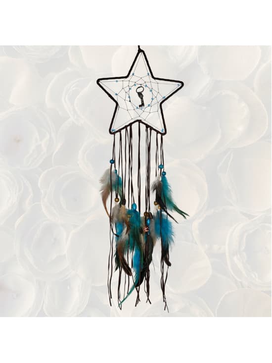 Goth Boho Star Dreamcatcher — Vintage Key & Snowflake Obsidian - Thumbnail 7