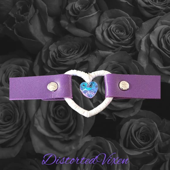 Purple Heart Choker Necklace – Gothic Choker with Aurora Crystal Heart - Thumbnail 13
