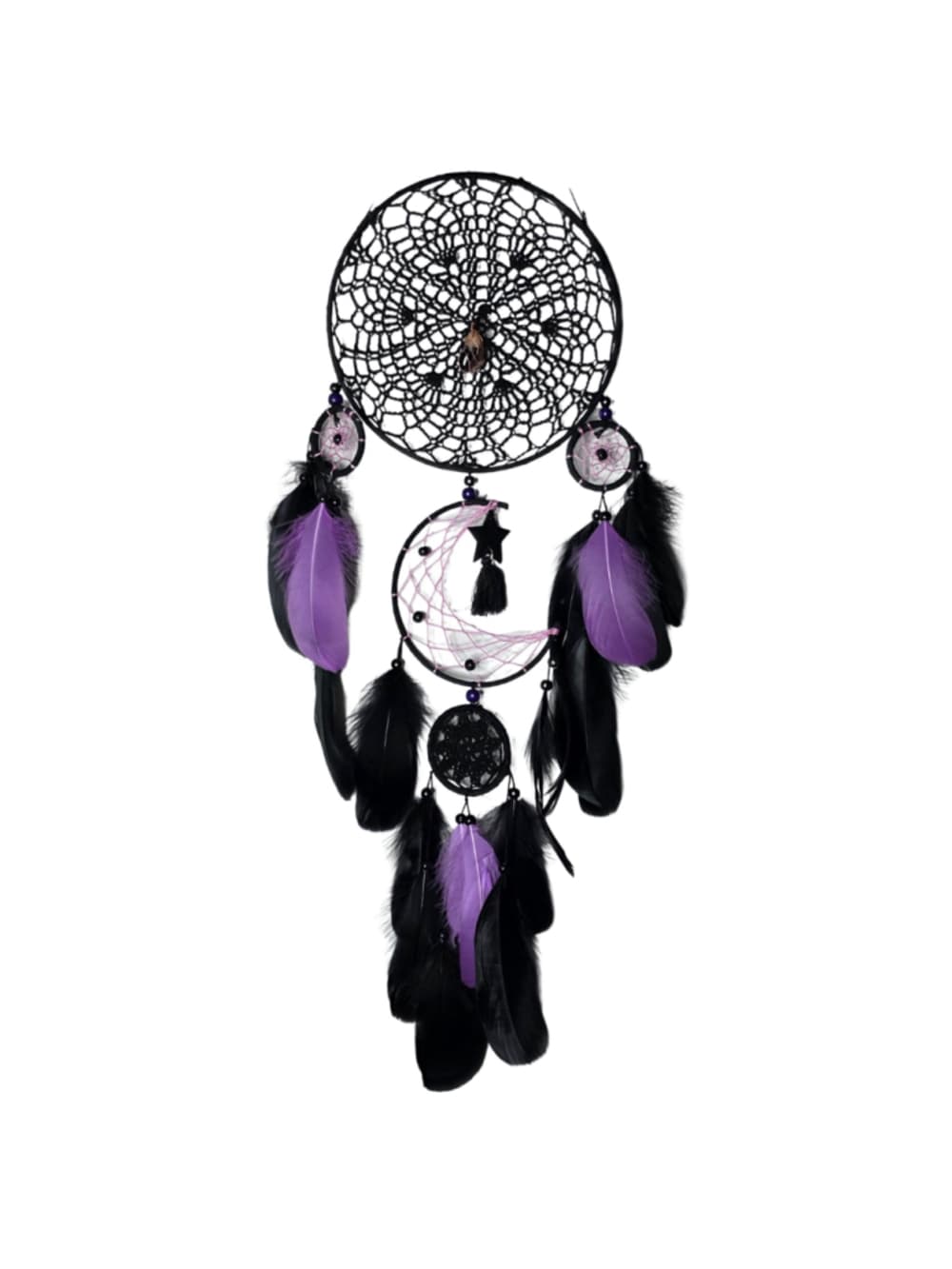 Gothic Moon Phase Dreamcatcher — Copper-Wrapped Banded Amethyst - Thumbnail 6