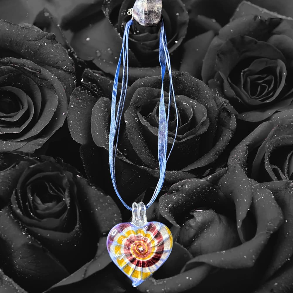 Galaxy Heart Necklace, Handmade Glass Pendant, Witchy Jewelry, Celestial - Thumbnail 2