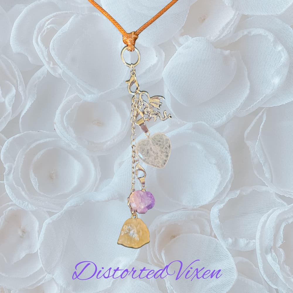 Amethyst, Citrine & Quartz Dragon Necklace – Fully Customizable Crystal Jewelry - Thumbnail 3
