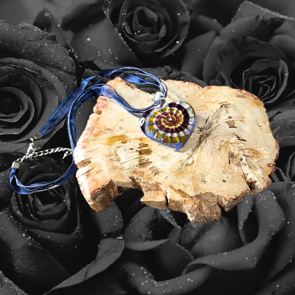 Galaxy Heart Necklace, Handmade Glass Pendant, Witchy Jewelry, Celestial - Thumbnail 3