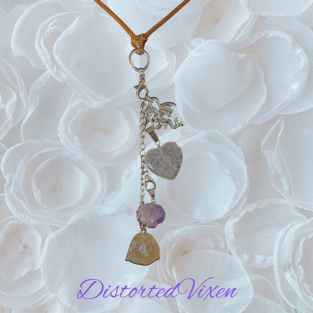Amethyst, Citrine & Quartz Dragon Necklace – Fully Customizable Crystal Jewelry - Thumbnail 2