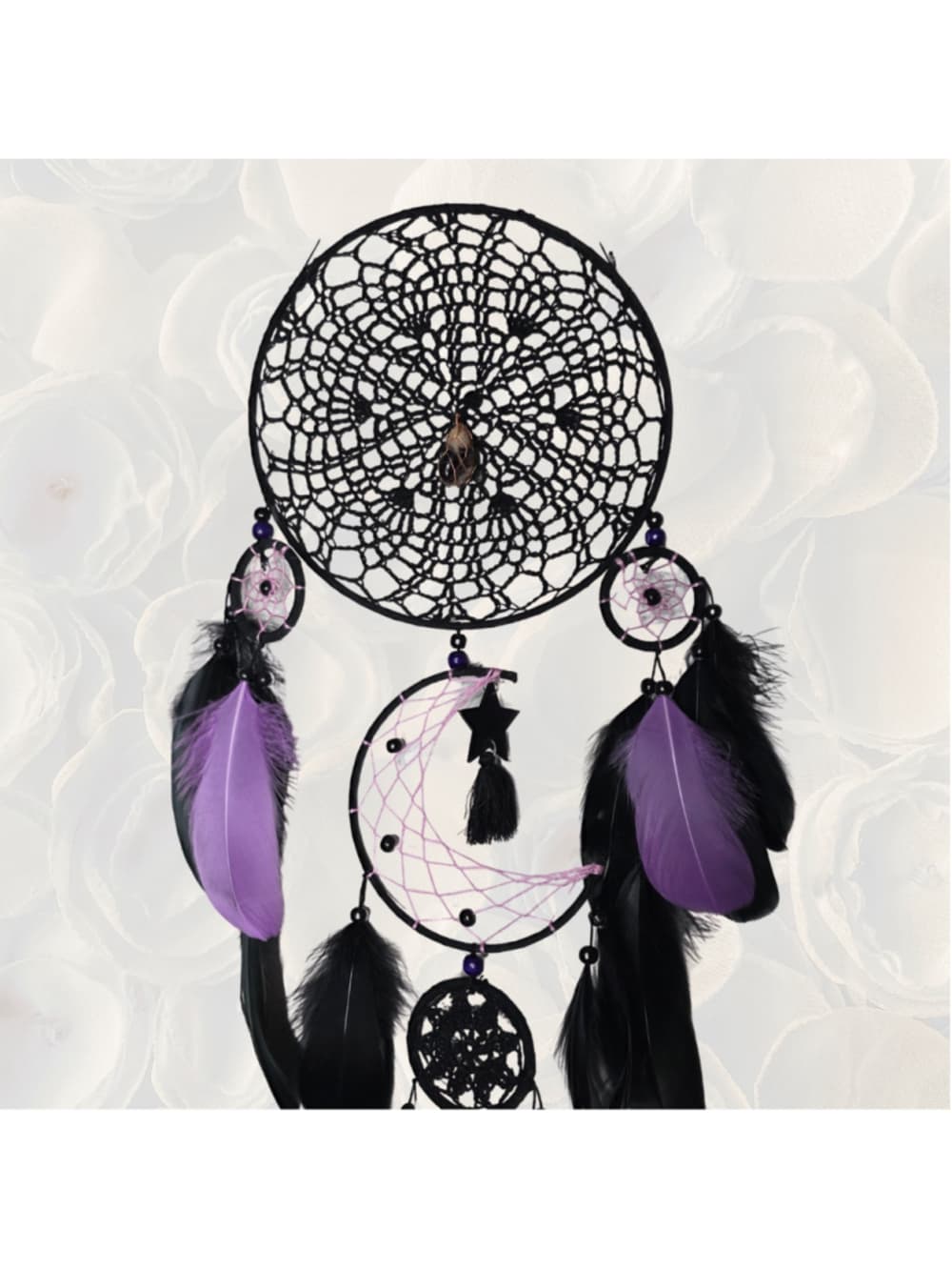 Gothic Moon Phase Dreamcatcher — Copper-Wrapped Banded Amethyst - Thumbnail 2