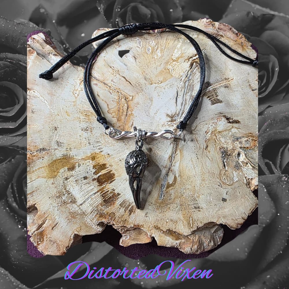 Barbed Wire Charm Bracelet – Cord Adjustable Gothic Talisman | Dark Feminine - Thumbnail 4