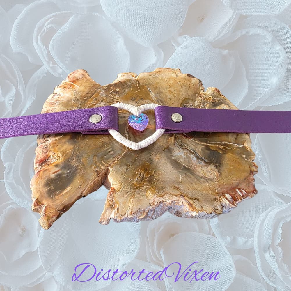 Purple Heart Choker Necklace – Gothic Choker with Aurora Crystal Heart - Thumbnail 8