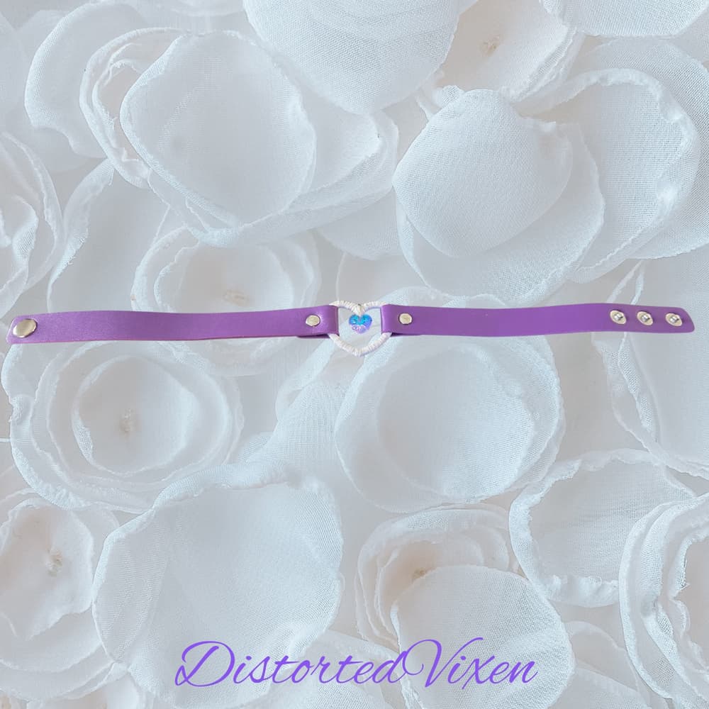 Purple Heart Choker Necklace – Gothic Choker with Aurora Crystal Heart - Thumbnail 10