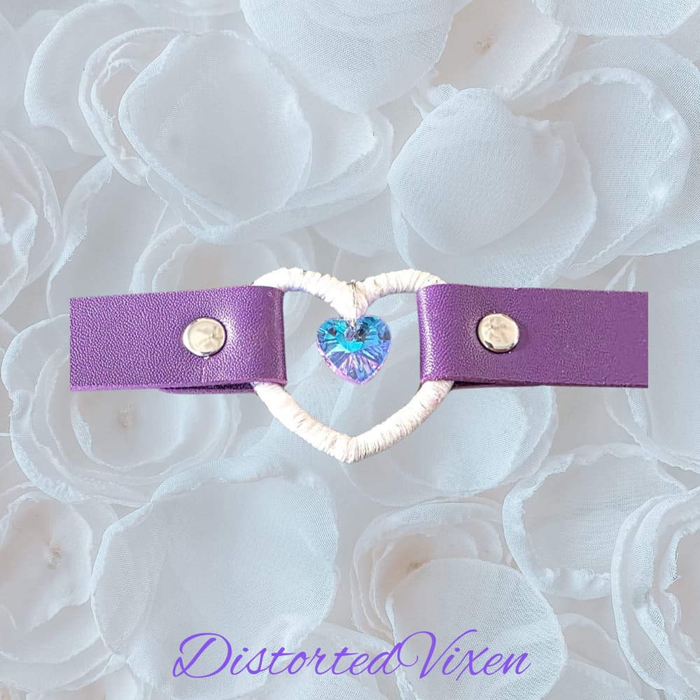 Purple Heart Choker Necklace – Gothic Choker with Aurora Crystal Heart - Thumbnail 9
