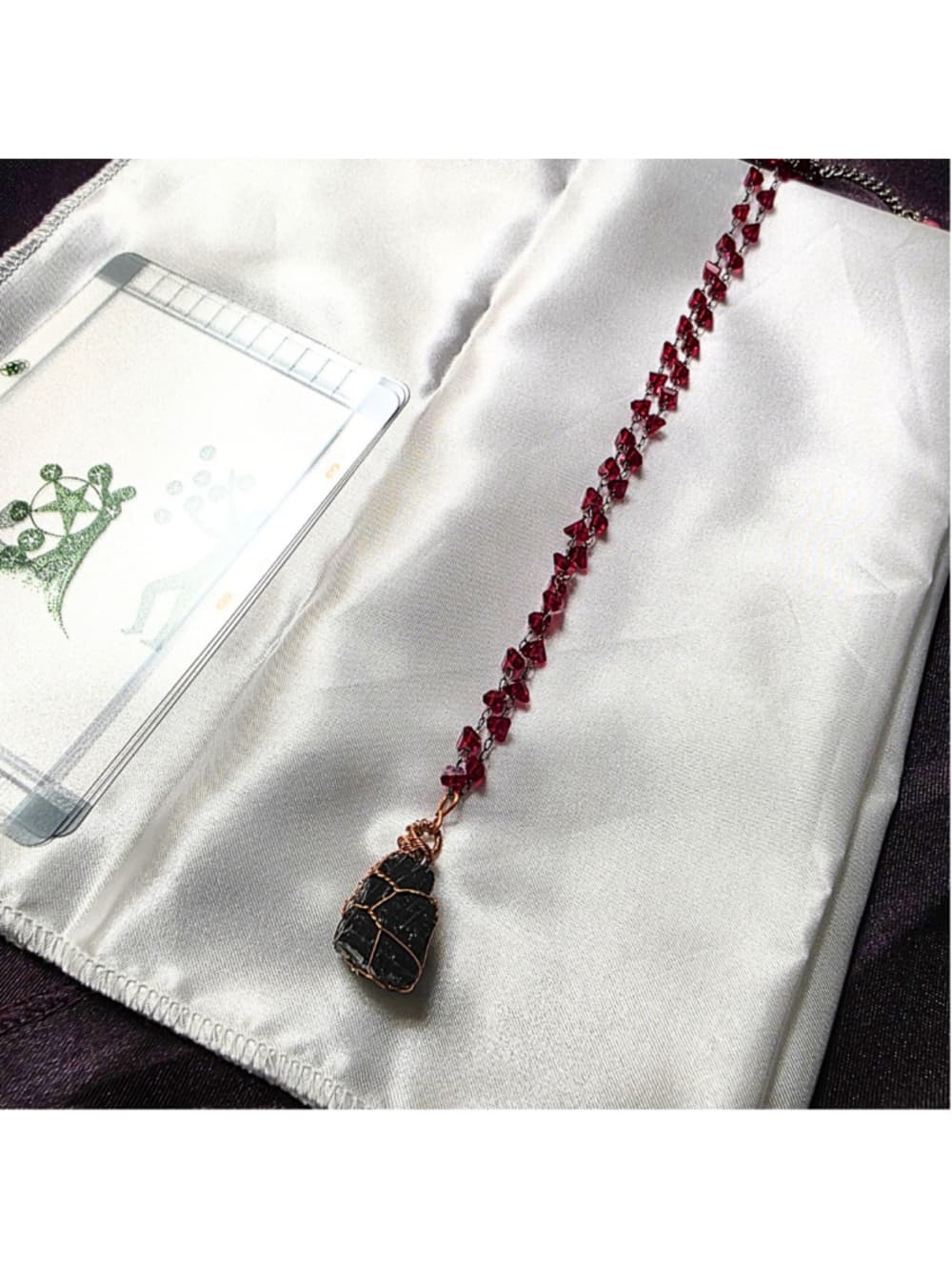 Raw Black Tourmaline & Crimson Crystal Necklace – Copper Wrapped Protection - Thumbnail 5