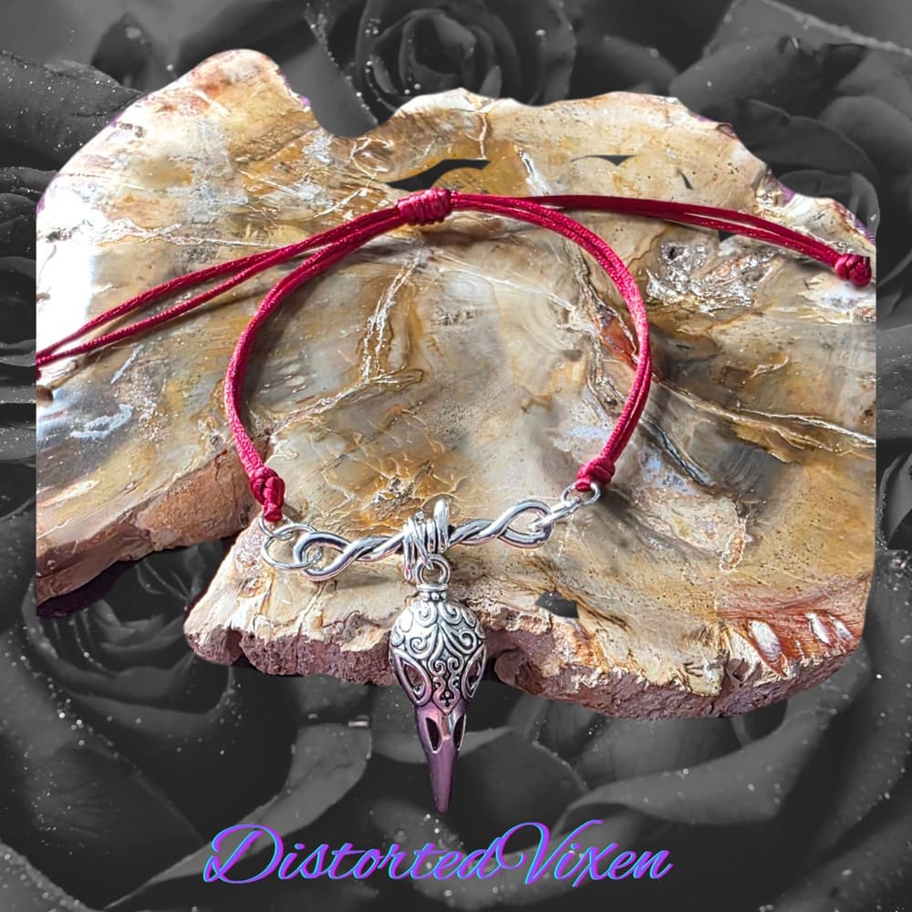 Barbed Wire Charm Bracelet – Red Cord Adjustable Gothic Talisman | Dark Feminine - Thumbnail 11