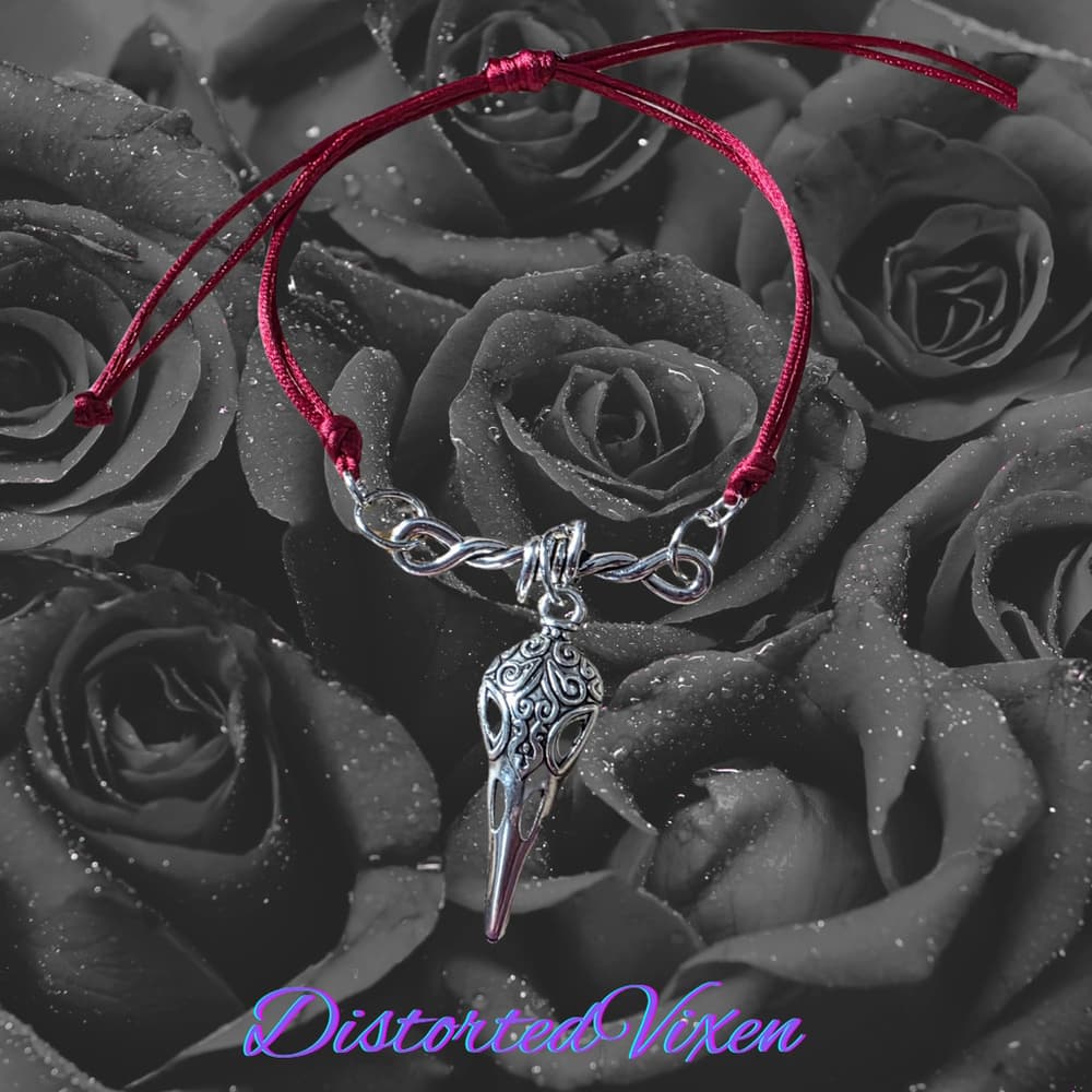 Barbed Wire Charm Bracelet – Red Cord Adjustable Gothic Talisman | Dark Feminine - Thumbnail 7