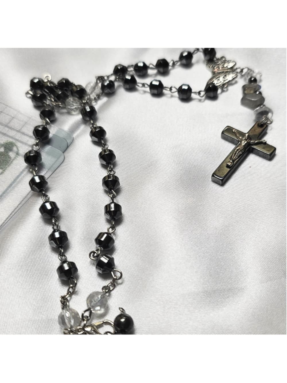 Hematite Cross Butterfly Crystal Necklace Smokey Quartz Clear Quartz Beaded - Thumbnail 6