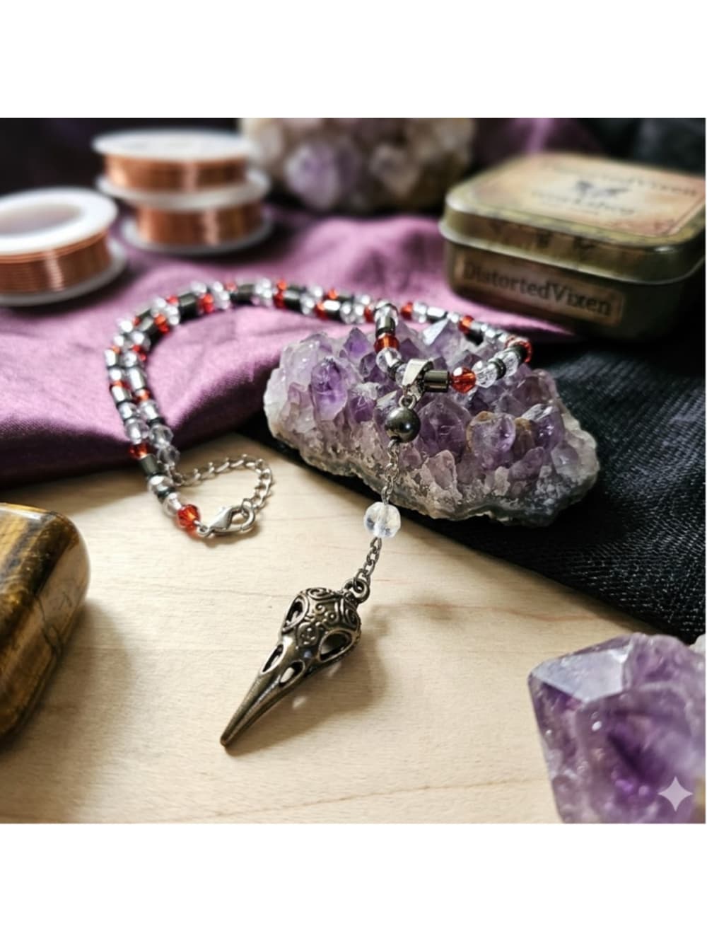 Genuine Hematite Beaded Necklace Metallic Grey Crystal Choker Protection - Thumbnail 8