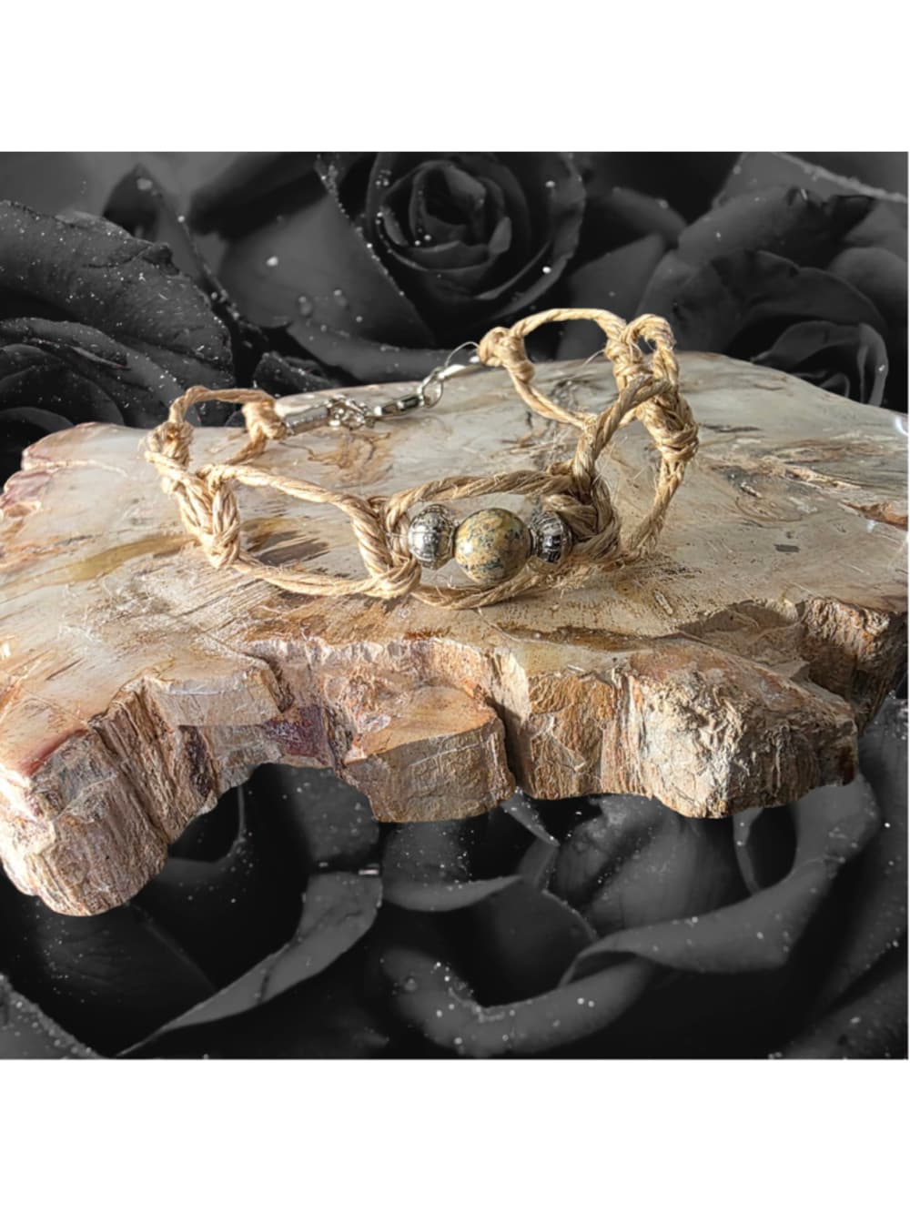 Jasper Grounding Crystal Anklet Handmade Protection Spiritual Boho Jewelry - Thumbnail 2