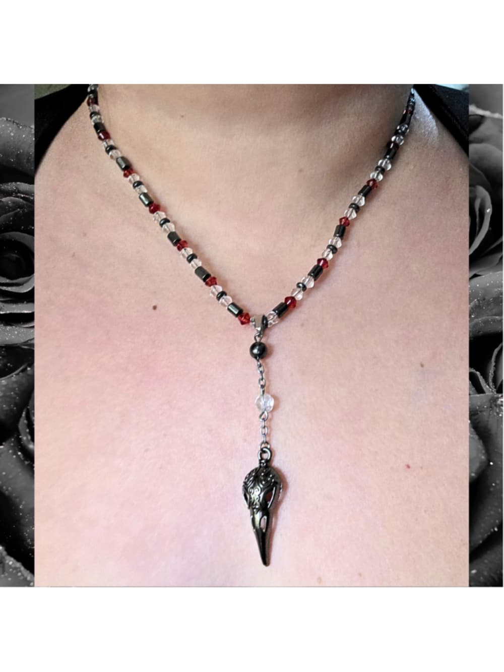 Genuine Hematite Beaded Necklace Metallic Grey Crystal Choker Protection - Thumbnail 6