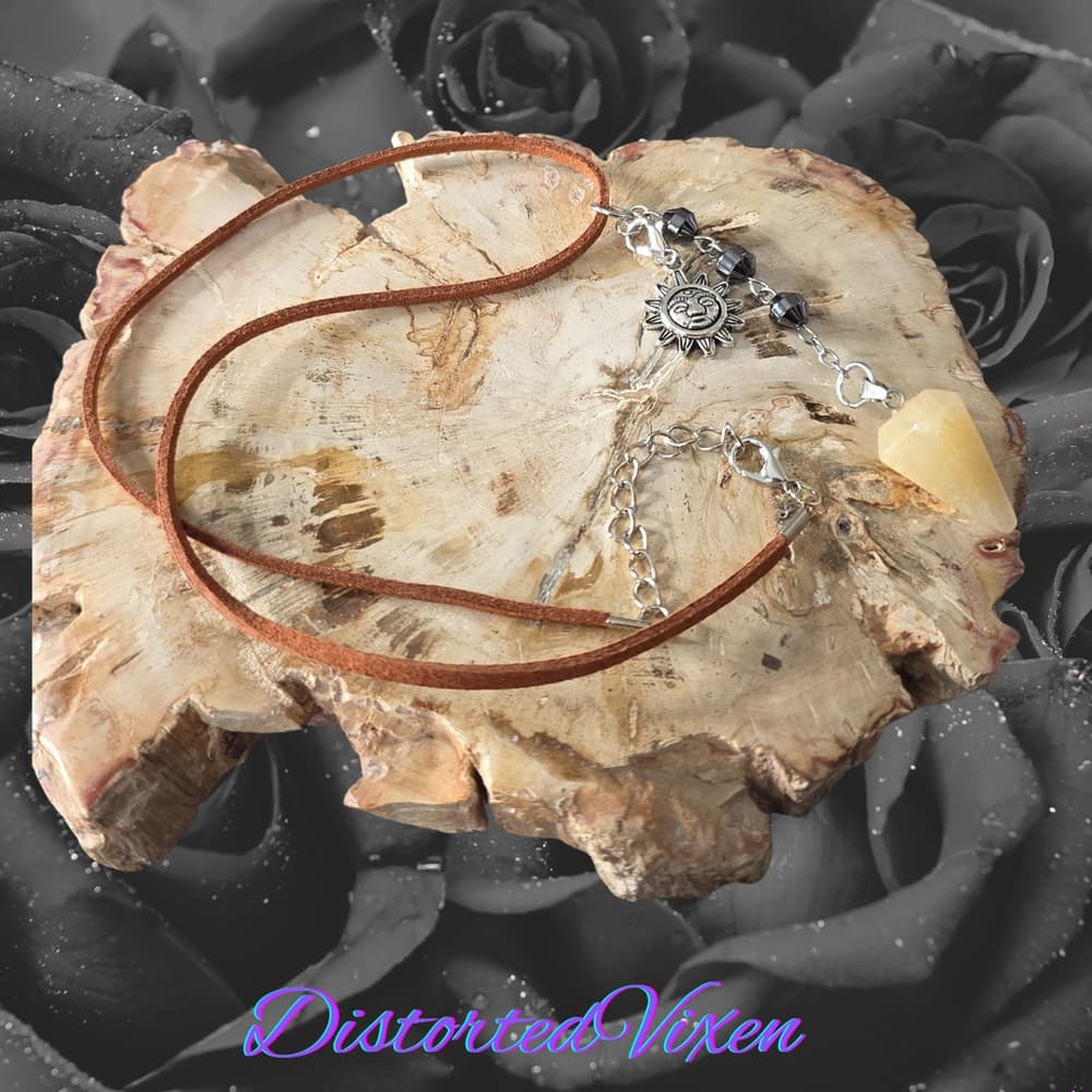 Yellow Calcite Pendulum Necklace Hematite Witchy - Thumbnail 8