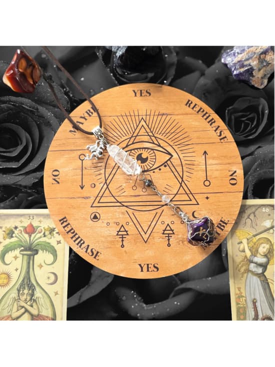 The Weaver of Fate d10 Amulet – Purple 10-Sided Die with Clear Quartz & Hematite - Thumbnail 8