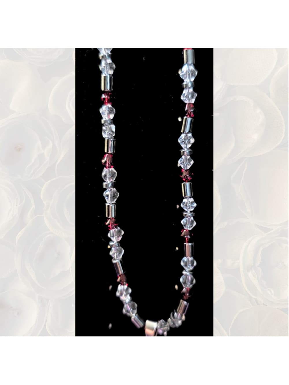 Genuine Hematite Beaded Necklace Metallic Grey Crystal Choker Protection - Thumbnail 2