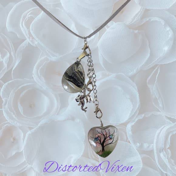 Heart Charm Necklace with Interchangeable Charms, Layered Gothic Jewelry - Thumbnail 7