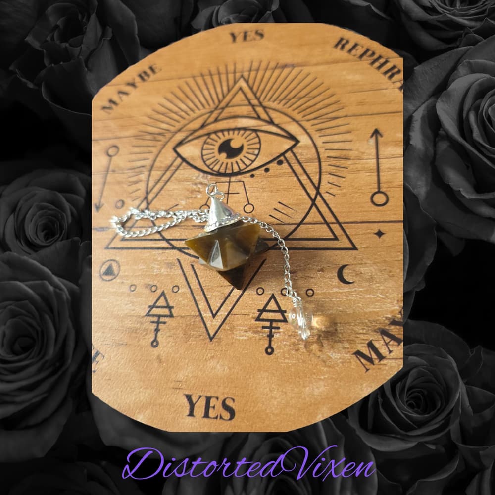 Tiger’s Eye Merkaba Pendulum • Crystal Dowsing Tool • Divination - Thumbnail 6