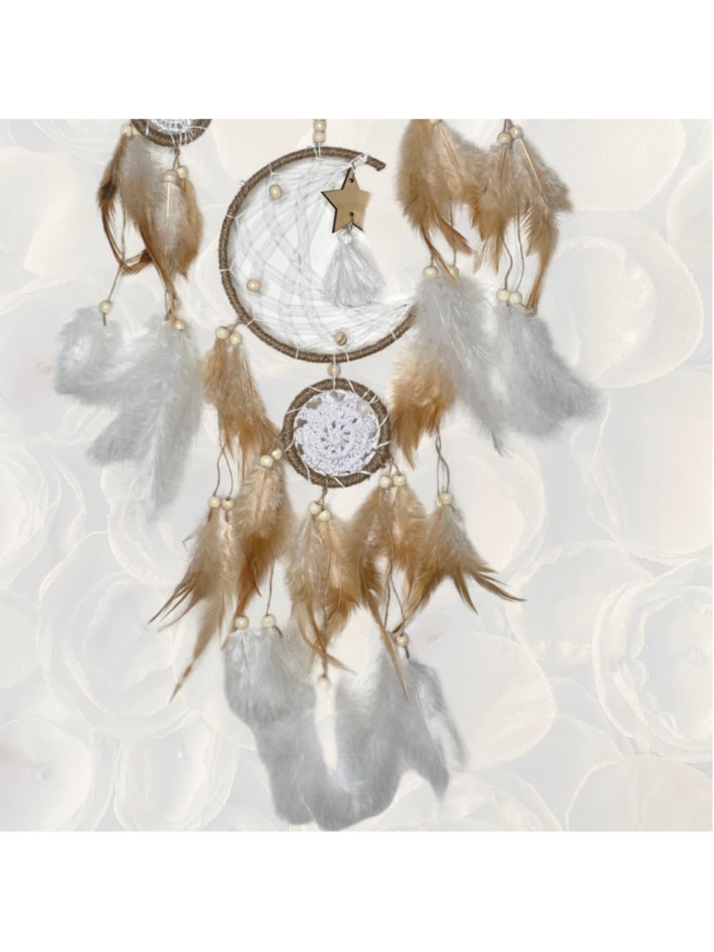 Large Boho Moon Phase Dreamcatcher with Copper-Wrapped Tiger’s Eye - Thumbnail 2
