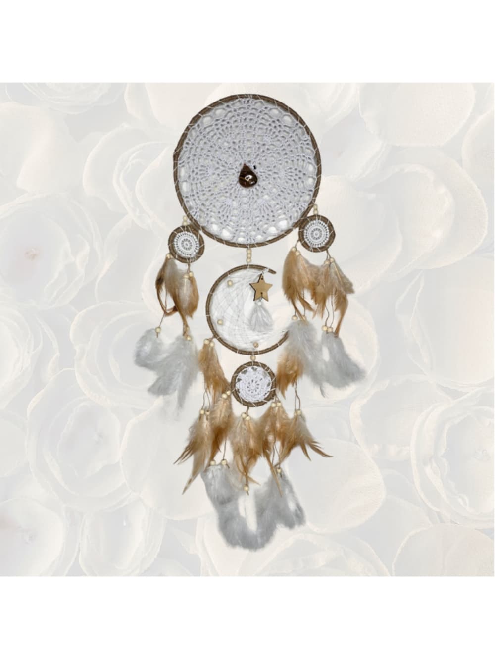 Large Boho Moon Phase Dreamcatcher with Copper-Wrapped Tiger’s Eye - Thumbnail 5