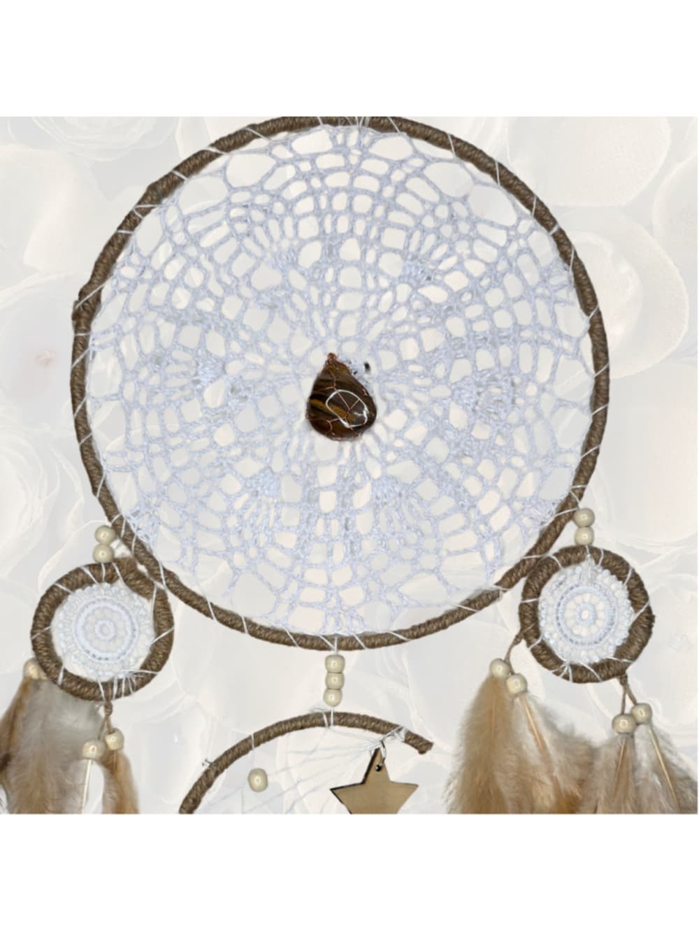 Large Boho Moon Phase Dreamcatcher with Copper-Wrapped Tiger’s Eye - Thumbnail 4