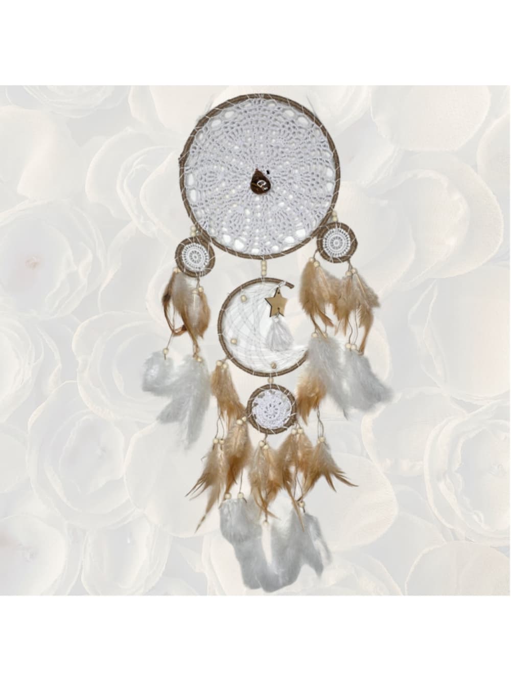 Large Boho Moon Phase Dreamcatcher with Copper-Wrapped Tiger’s Eye - Thumbnail 6