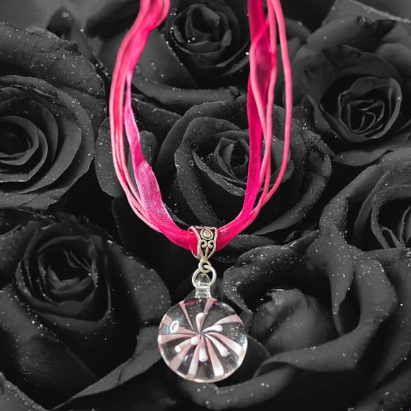 Glass Flower Necklace, Delicate Pink Pendant, Romantic Jewelry, Gift for Her - Thumbnail 7