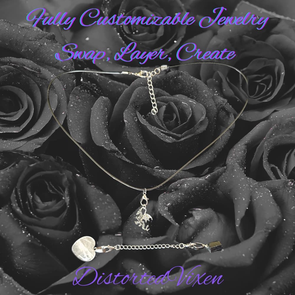 Clear Quartz & Black Tourmaline Interchangeable Necklace | Dragon Charm | - Thumbnail 10