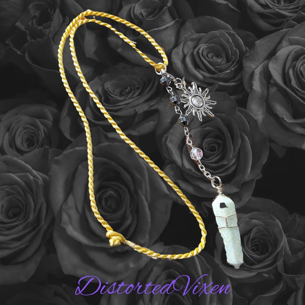Amazonite Sun Necklace on Gold Cord | Calming Crystal Pendant | Celestial Witch - Thumbnail 4