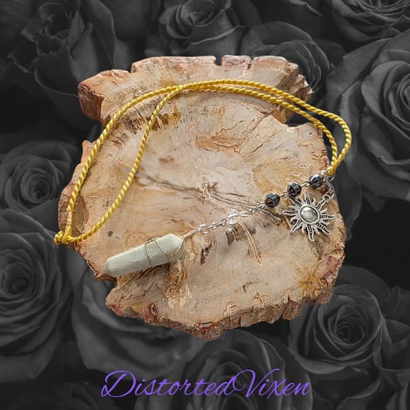 Amazonite Sun Necklace on Gold Cord | Calming Crystal Pendant | Celestial Witch - Thumbnail 8