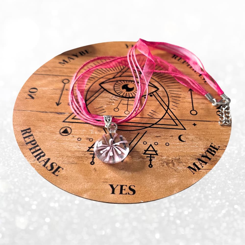 Glass Flower Necklace, Delicate Pink Pendant, Romantic Jewelry, Gift for Her - Thumbnail 3
