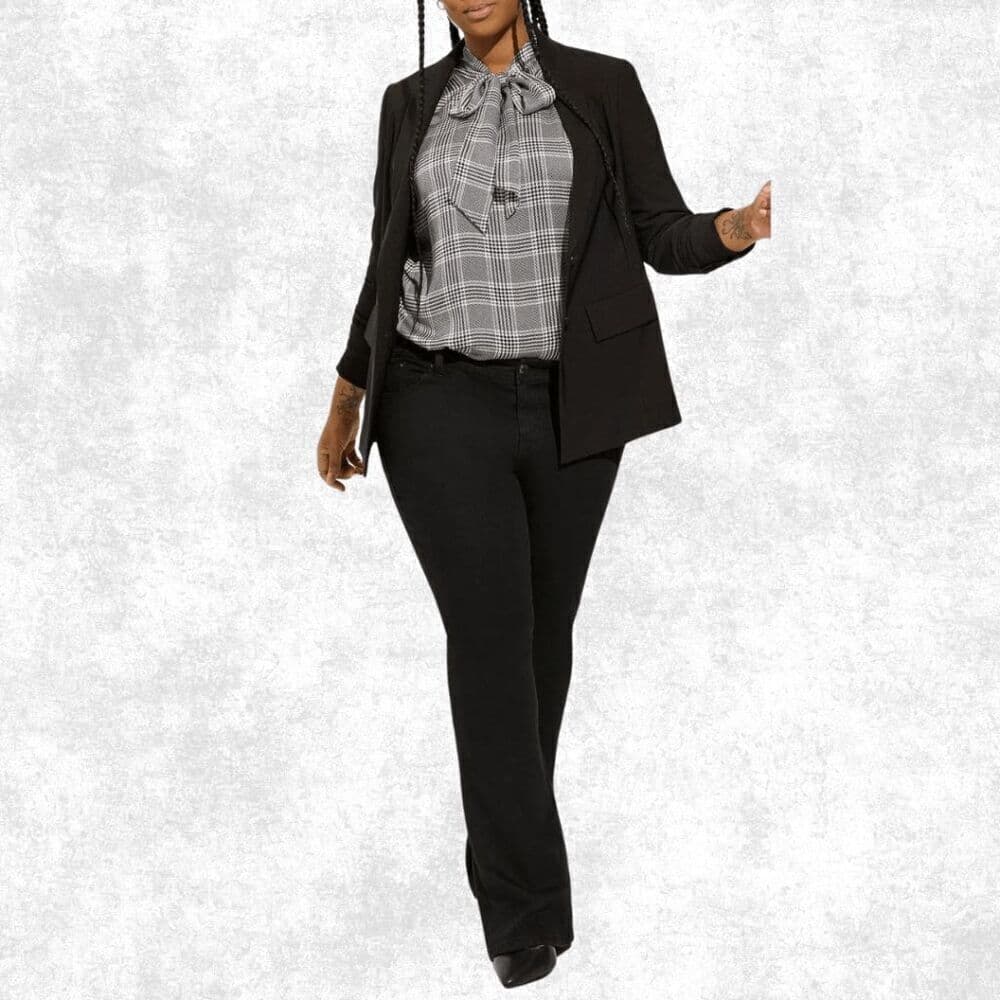 Torrid Studio Bubble Satin Bow Tie Blouse – Size 2X – Long Sleeve Black & White - Thumbnail 7