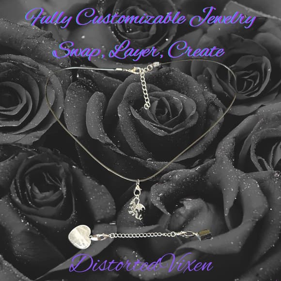 Clear Quartz & Black Tourmaline Interchangeable Necklace | Dragon Charm | - Thumbnail 11