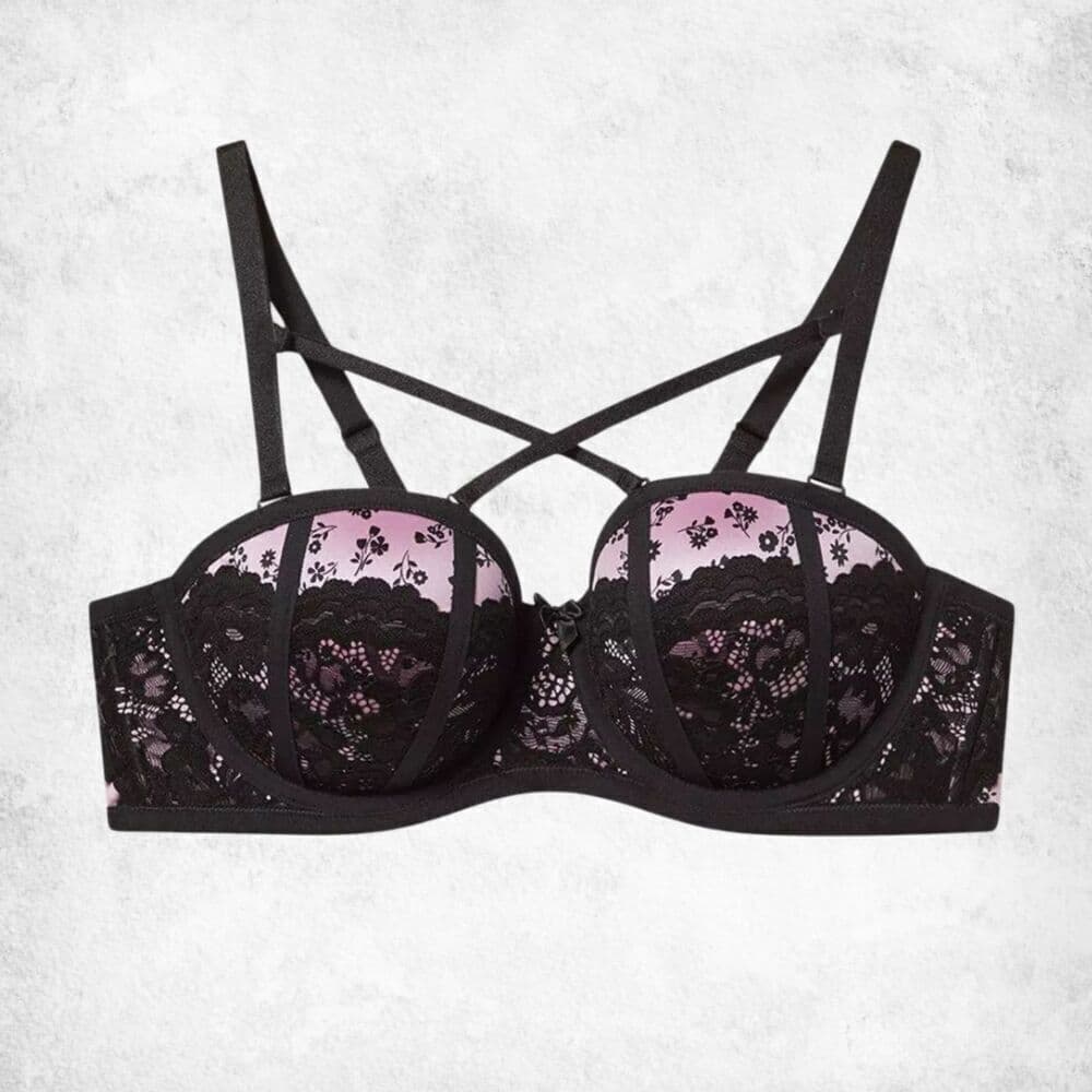 Torrid 42DD Bombshell Everyday Push-Up Bra Pink & Black Lace (New Without Tags) - Thumbnail 6