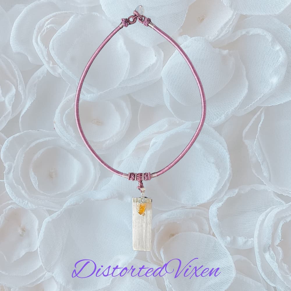 Citrine & Selenite Harmony Necklace | Mauve Cord | Cleansing + Confidence Energy - Thumbnail 7