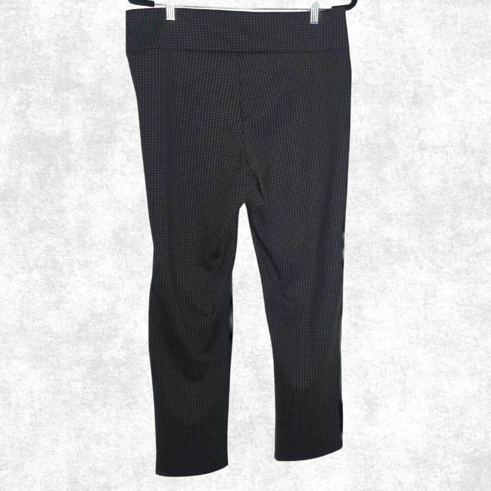 Hope & Harlow Black Houndstooth Stretch Pants L Pull-On Slim Leg Office Goth Alt - Thumbnail 2