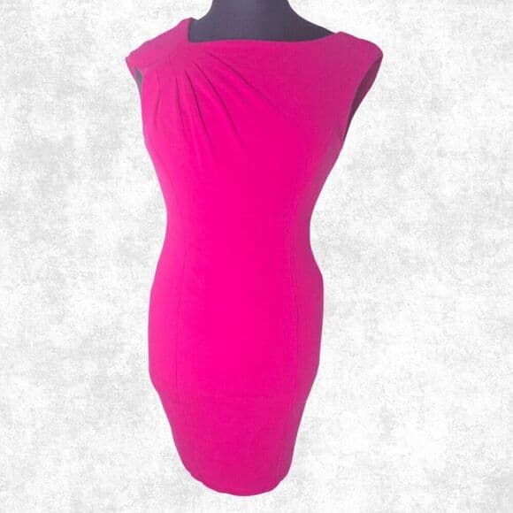 Cache Magenta Bodycon Sheath Dress Size 12 – Ruched Sleeveless Cocktail Party Dr - Thumbnail 9