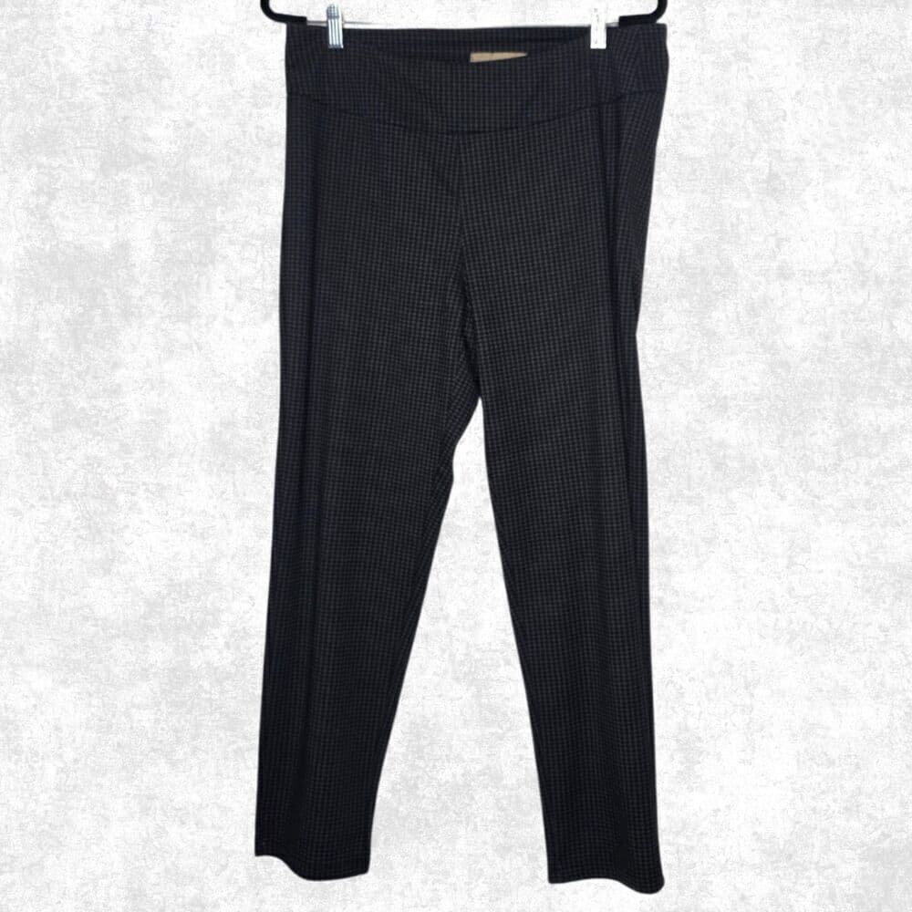Hope & Harlow Black Houndstooth Stretch Pants L Pull-On Slim Leg Office Goth Alt - Thumbnail 5