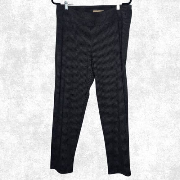 Hope & Harlow Black Houndstooth Stretch Pants L Pull-On Slim Leg Office Goth Alt - Thumbnail 6