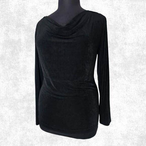 🔥 CHICO’S Travelers Black Cowl Neck Top – Size 3 (XL/16) - Thumbnail 7