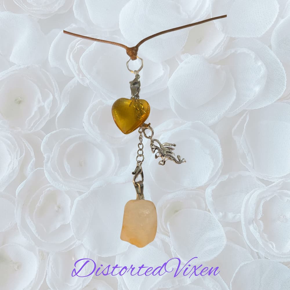 Citrine & Golden Heart Convertible Necklace | Adjustable Cord - Thumbnail 3
