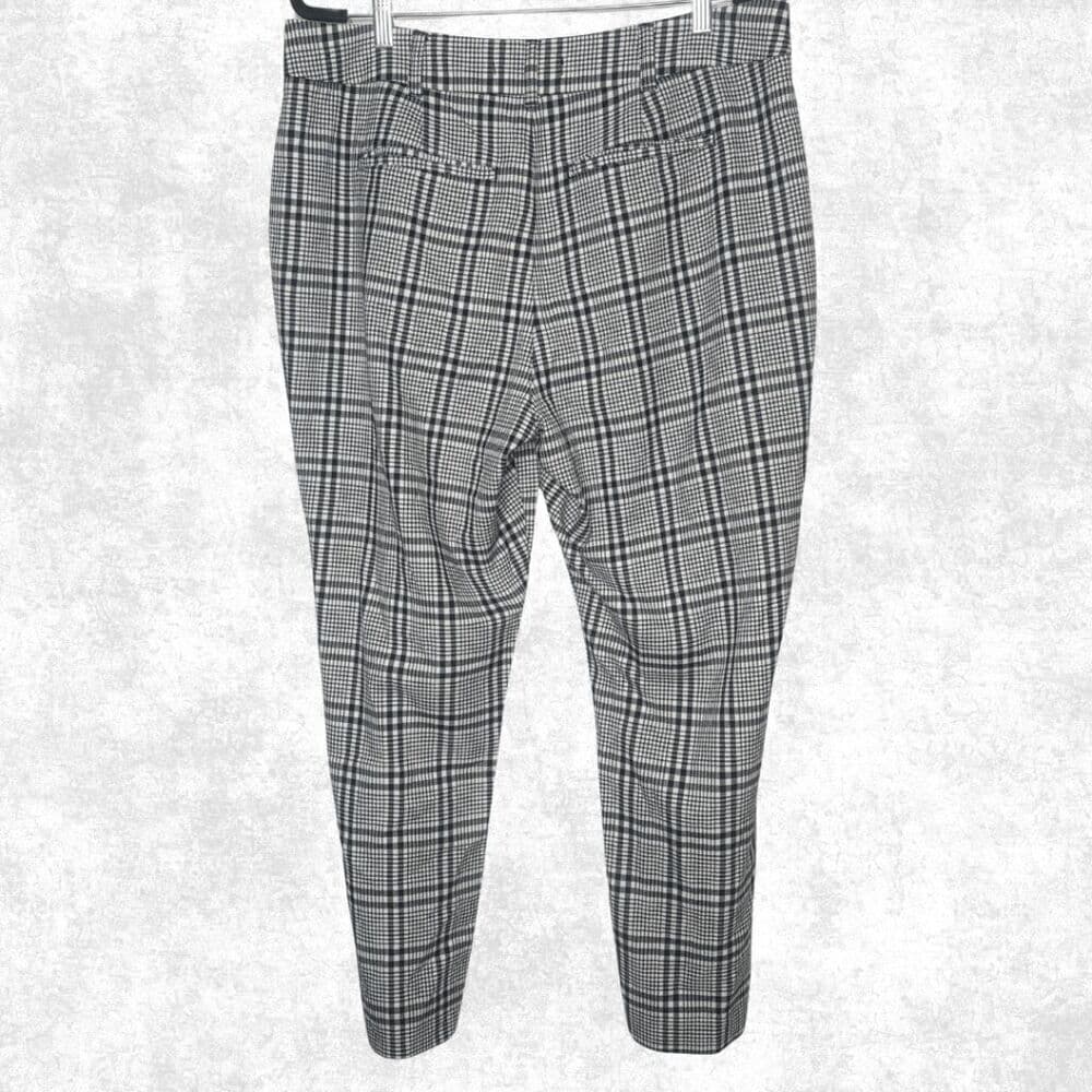 Abercrombie & Fitch Black White Plaid Trousers - Size XL - High Rise Slim Fit Pa - Thumbnail 3