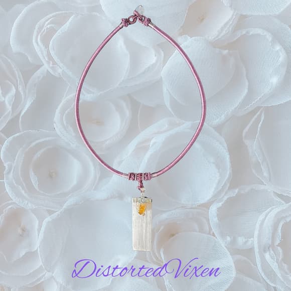 Citrine & Selenite Harmony Necklace | Mauve Cord | Cleansing + Confidence Energy - Thumbnail 8