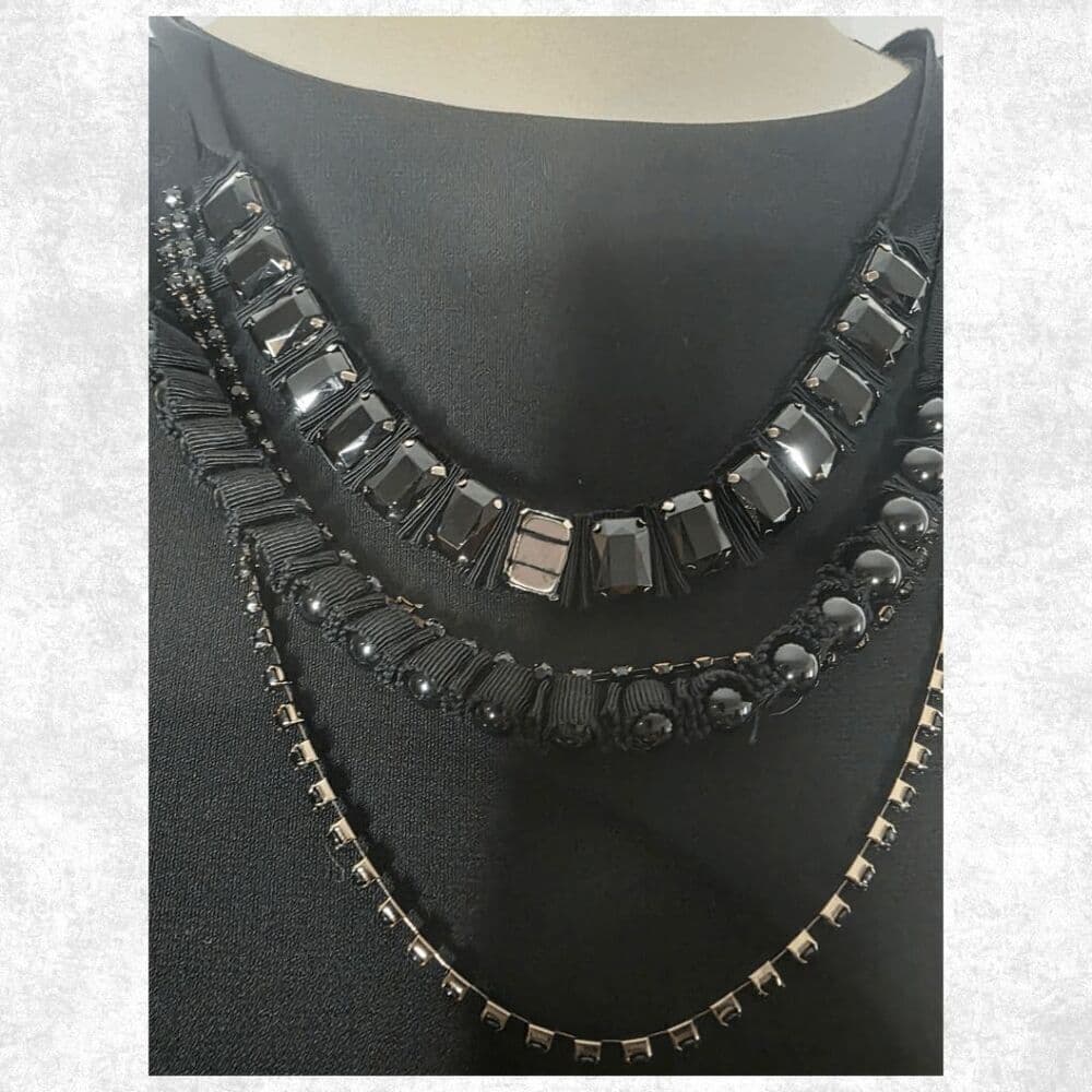 BCBGMAXAZRIA Black Draped Sheath Dress – M | Beaded Collar + Pockets | Luxe Glam - Thumbnail 7