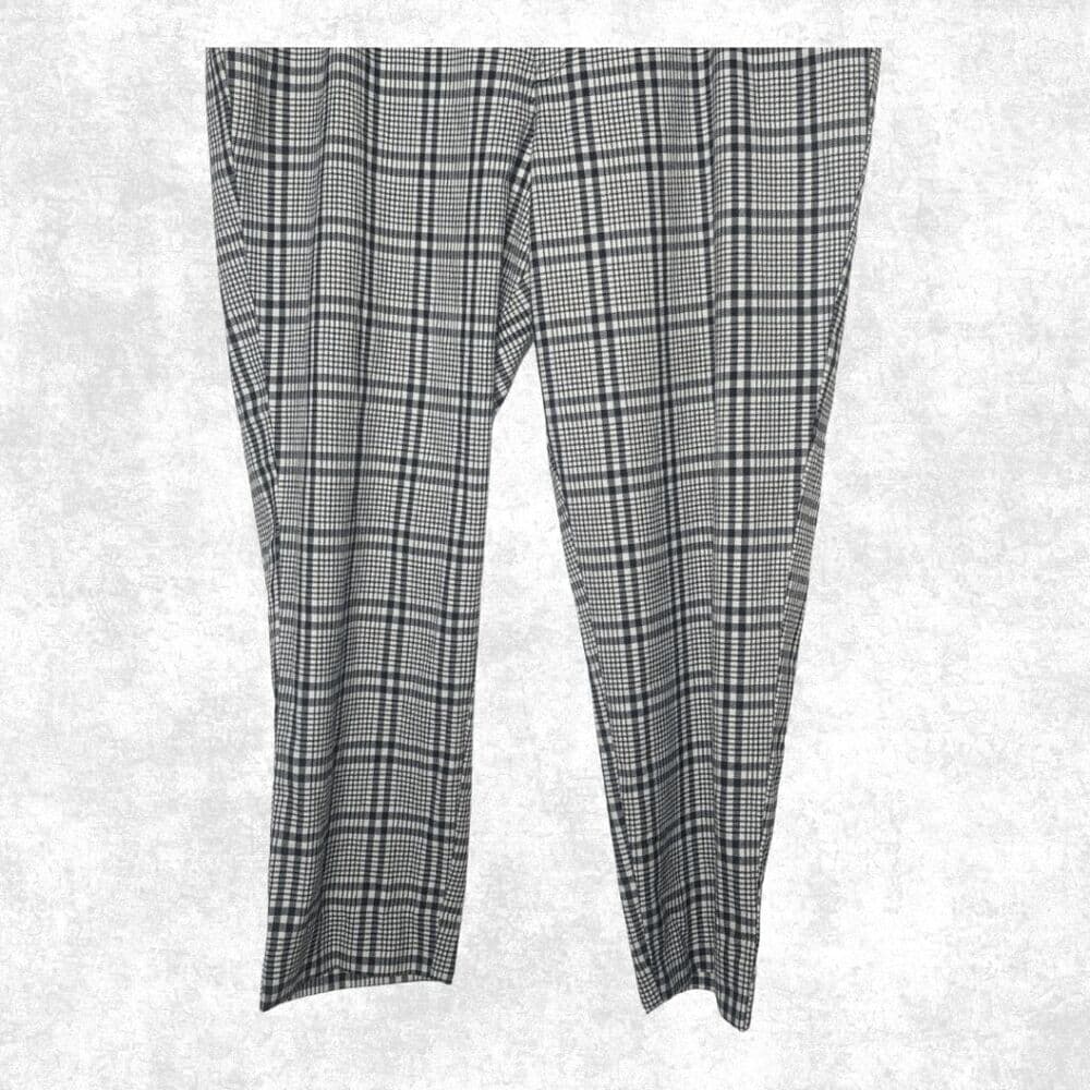 Abercrombie & Fitch Black White Plaid Trousers - Size XL - High Rise Slim Fit Pa - Thumbnail 2