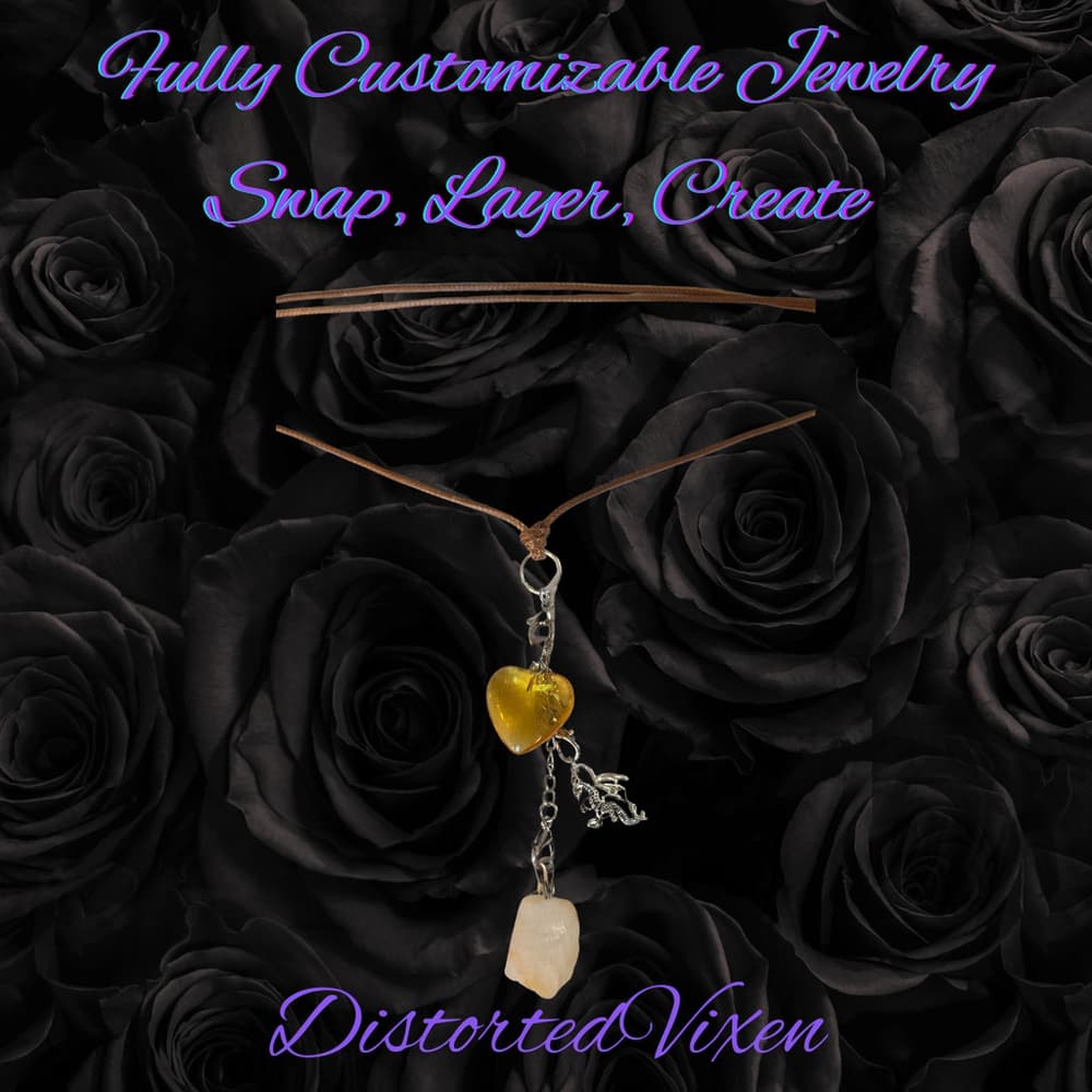 Citrine & Golden Heart Convertible Necklace | Adjustable Cord - Thumbnail 4