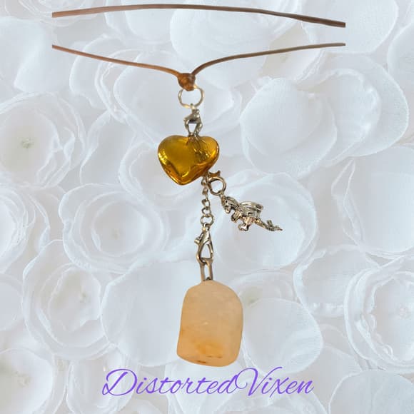Citrine & Golden Heart Convertible Necklace | Adjustable Cord - Thumbnail 7